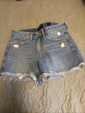 Lucky Brand Distressed Light Blue Denim Roll-Hem Shorts